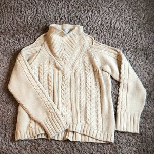 Cold Shoulder Cable Knit Turtleneck